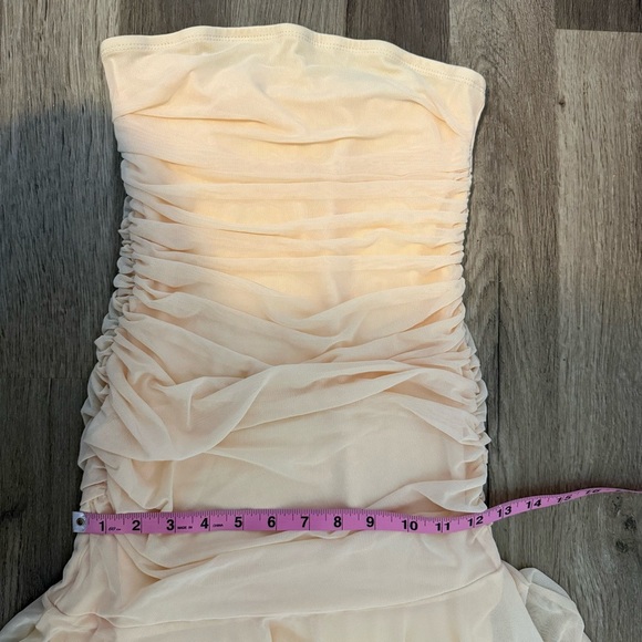 Yellow Strapless Ruched Asymmetrical Chiffon Dress Fairycore Y2K Costume XS - Picture 4 of 4